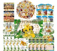 Decoración de Cumpleaños de El Rey León, Artículos para Fiestas, Juego de Vajilla con Plato, Servilleta y Taza de Simba, Fondo Decorativo, Bolsas de Regalo, Pancarta de Feliz Cumpleaños 12Pcs Bracelet