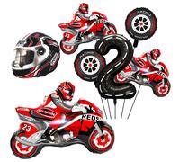 Decoración de cumpleaños para motocicleta, globo para casco de motocicleta, globo de aluminio para niño, globo de motocicleta, suministros de cumpleaños para carrera 25pcs Straws