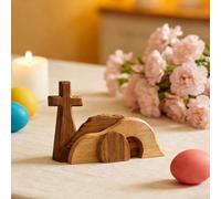 Decoración de escenario de Pascua de Tumba Vacía | Tumba de madera cruzada