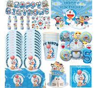 Decoración de Fiesta de Cumpleaños de Doraemon, Vajilla, Platos, Mantel, Servilletas, Fondo, Recuerdos de Fiesta de Gato de Dibujos Animados BPXZ-50pcs