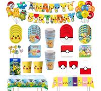 Decoración de fiesta de cumpleaños de Pokémon, vajilla desechable de Pikachu, taza, servilleta, plato, mantel, decoración de pastel para Baby Shower, globos con bandera Cup 10Pcs