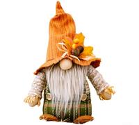 Decoración de gnomo de pie de Acción de Gracias con sombrero encantado, adornos de cosecha de otoño para centro de mesa, figura hecha a mano en estilo pastoral rústico, tela de poliéster naranja, (A)