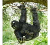 Decoración de gorila colgante para exteriores, estatua de mono de resina en cuerda para porche delantero, patio, valla de árbol, adorno realista de jardín de animales para espacios exteriores, 26