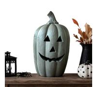Decoración de Halloween: estatuilla Sonriente en Resina con Linterna de | Adorno de otoño estacional para interiores y exteriores, hecho a mano, de mesa, 5,91 pulgadas