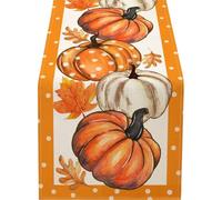 Decoración de otoño para el hogar, camino de mesa floral de calabaza de otoño vintage, mesa de comedor, vacaciones, Acción de Gracias, decoración de otoño, mesa de centro de mesa de otoño de granja