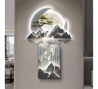 Decoración de pared 3D con luz LED, escultura de pared de metal grande, decoración moderna para el hogar, lámparas de decoración de cuadros colgantes, cuadros chinos para colgar en la pared para la e