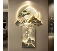 Decoración de pared 3D con luz LED, escultura de pared de metal grande, decoración moderna para el hogar, lámparas de decoración de cuadros colgantes, cuadros chinos para colgar en la pared para la e