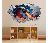 Decoración de pared 3D Llama De Dragón Calcomanías de póster removibles de arte destrozado de tatuaje 58x101cm