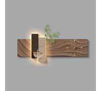 Decoración de pared colgante retroiluminada creativa, reloj de pared decorativo de arenisca con jarrón de cristal, elegante decoración de pared, adecuado para sala de estar, dormitorio y cafetería (ma