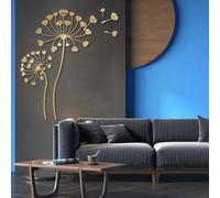 Decoración de Pared de Diente de león Negro de Metal, Arte Minimalista de Pared con Flores de Metal, Escultura Moderna de Diente de león para Sala de Estar, Dormitorio, Pasillo y escaleras (