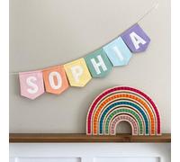 Decoración de pared de dormitorio infantil personalizada de fieltro pastel con nombre de arco iris rosa para dormitorio bebé niña y enfermería