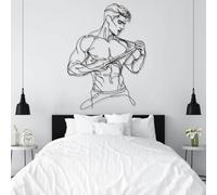 Decoración de Pared de Metal Minimalista Moderna con Arte de Hombres Desnudos, Cuerpo Masculino Desnudo, línea Masculina para Colgar, Ideal para baño o Dormitorio (Negro, 121 x 90 cm).