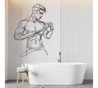 Decoración de Pared de Metal Minimalista Moderna con Arte de Hombres Desnudos, Cuerpo Masculino Desnudo, línea Masculina para Colgar, Ideal para baño o Dormitorio (Negro, 60 x 44 cm).