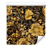 Decoración de Pared, Golden Hibiscus - Ocre, dorado, negro, 50 x 1000 cm