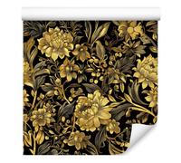 Decoración de Pared, Golden Hibiscus - Ocre y oro, formas, 50 x 1000 cm