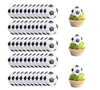 Decoración de pastel de fútbol de 4 cm - 50 piezas decoraciones comestibles de papel de arroz para tartas sobre el tema del fútbol, Cupcake Toppers para fiesta temática deportiva, cumpleaños