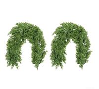 Decoración de ratán de simulación de Navidad, 2 unidades, 1 m, guirnalda realista de plástico verde para mesa de comedor, encimera, interior y exterior, tema festivo
