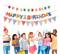 Decoración Fiesta Cumpleaños, Guirnalda Happy Birthday con 5M Cuerda, Feliz Cumpleaños Decoración Happy Birthday, Pancarta Banderín Banner Cartel Letras Decorativas Papel (Colores)