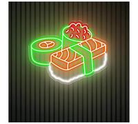 Decoración Lámparas Letrero De Neón De Sushi Para Restaurante Japonés, Rollo De Sushi, Luz De Neón, Decoración De Pared Para Cocina, Logotipo Comercial, Letrero Luminoso(C,60X48CM)