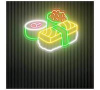 Decoración Lámparas Letrero De Neón De Sushi Para Restaurante Japonés, Rollo De Sushi, Luz De Neón, Decoración De Pared Para Cocina, Logotipo Comercial, Letrero Luminoso(Segundo,50X40CM)