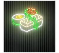 Decoración Lámparas Letrero De Neón De Sushi Para Restaurante Japonés, Rollo De Sushi, Luz De Neón, Decoración De Pared Para Cocina, Logotipo Comercial, Letrero Luminoso(Re,80X64CM)