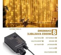 Decoración navideña, 2 metros x 3 metros, 300 LEDs, extensible, luz blanca cálida, IP44