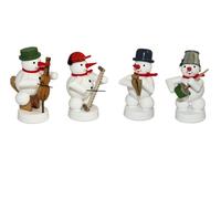 Decoración navideña: Capilla de muñeco de nieve con instrumentos. Altura: 8 cm. Producto nuevo