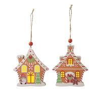 Decoración navideña de la casa de mazapán, adorno navideño de la casa de mazapán | Colgantes de madera LED para árbol de Navidad | Herramienta de decoración de madera natural para