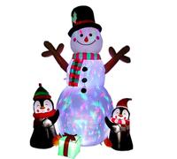Decoración navideña inflable de 1,8 metros: Un brillante muñeco de nieve y un pingüino para fiestas al aire libre