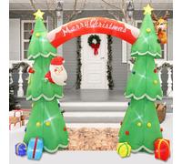 Decoración navideña inflable e iluminada ACA: 2 árboles de Navidad inflables con arco, 40 LEDs, luz blanca fría, con adaptador de corriente, grado de protección IP44, 225 x 92 x 180 cm, cable de alime