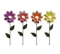 Decoración para jardín con forma de flor LED con energía solar en blanco cálido como juego de 2 unidades en diferentes colores (2 amarillos)