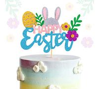 Decoración para tarta de conejo de Pascua, decoración para tarta de conejo, decoración para tartas de Pascua, 1 pieza (Feliz Pascua)