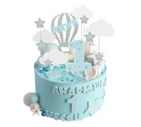 Decoración para Tartas de BeBé, Decoración de Pastel de Nube 3D Con Globos de Aire Caliente, Paquete de 12 Decoraciones de Pastel de Globos de Aire Caliente para El Primer Cumpleaños de Un Niño (Azul)