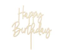 Decoración para tartas Happy Birthday de madera, 16,5 cm