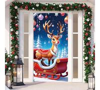 Decoracion Puerta Navidad,Rosa Rojo Mariposa Alce MuñEco De Nieve Door Cover,DecoracióN NavideñA Puerta Entrada Exterior,Funda Pancarta Colgante De Puerta Christmas Banderolas (Color 6， 90x210cm)