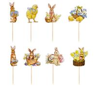 Decoración Tarta de Pascua, 16pcs Decoración Tarta Conejo, Topper Conejo, Decoración para Cupcakes de Pascua, Decoración para Pasteles Conejito, Adornos Dulces para Tartas de Pascua