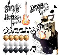 Decoración Tartas Disco, Decoraciones Musicales para Tartas, Notas Musicales Pastel Toppers, Artículos para Fiestas Disco Rock para Celebraciones de Cumpleaños con Temática Musical (C)