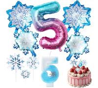 Decoraciones de Cumpleaños 5 Años 9 Piezas, Globos Copo de Nieve