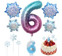 Decoraciones de Cumpleaños 6 Años 9 Piezas, Globos Copo de Nieve