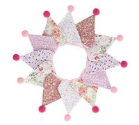 Decoraciones de fiesta, 12 banderas, 3,2 m, tela de algodón hecha a mano, banderines, guirnalda de banderines para niños, baby shower, decoración del hogar al aire libre (SJQ084)