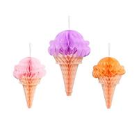 Decoraciones de helado de papel de seda, juego de 3, decoración divertida para fiestas, cumpleaños temáticos de helados, decoraciones de fiesta infantil