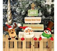 Decoraciones de Navidad exteriores, valla de Navidad para el patio, lindo alce, muñeco de nieve y Papá Noel para la decoración de la valla del jardín, césped, patio, entrada, estacionamiento