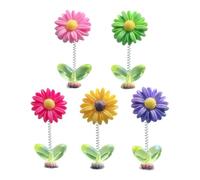 Decoraciones de para salpicadero de coche, juego de 5 piezas | | Adornos florales de resina, base adhesiva fuerte, tamaño de 5 x 2,7 cm, movimiento suave de balanceo, para consolas de coche
