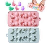 Decoraciones de Pascua - Set de 2 Moldes de Conejo de Silicona para Postres y Manualidades, Sin Tóxico, Reutilizable, Resistente al Calor