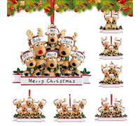 Decoraciones familiares de renos de Navidad 2025, adornos de Navidad DIY personalizados colgantes para árbol, familia de 2, 3, 4, 5, 6, 7, 8, regalos de decoración navideña para el hogar (familia de 6