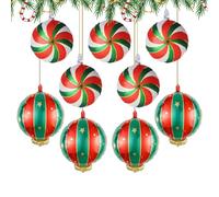 Decoraciones Para Globos Navideños - 9 Piezas Decoraciones Temáticas Rojo Verde Oro | Globos De Foil Colgables Con Forma De,Para Hogar Reunión Familiar Fiestas Escolares Celebración Fondo Para