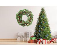Decords: Vinilo decorativo – corona navideña verde con bayas rojas, 300 x 300 cm