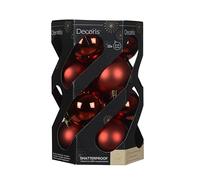 Decoris Baubles Shiny, Resistente a los Golpes, Mate