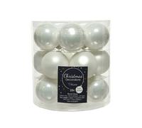 Decoris Bolas de Navidad de Cristal, 4 cm x 18 Unidades, pequeñas, Color Blanco