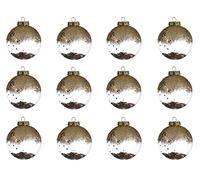 Decoris Bolas de Navidad (plástico, 8 cm x 12 unidades), irrompibles, con relleno de purpurina, color dorado transparente